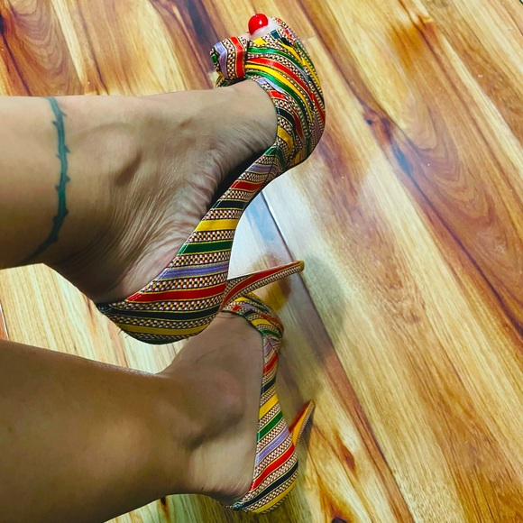 Christian Louboutin Multicolor Damas Striped Pumps 160mm - Picture 7 of 7